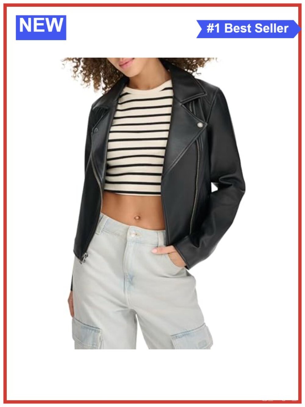 Faux Leather Clean Moto Jacket Asymmetrical Zip Cropped